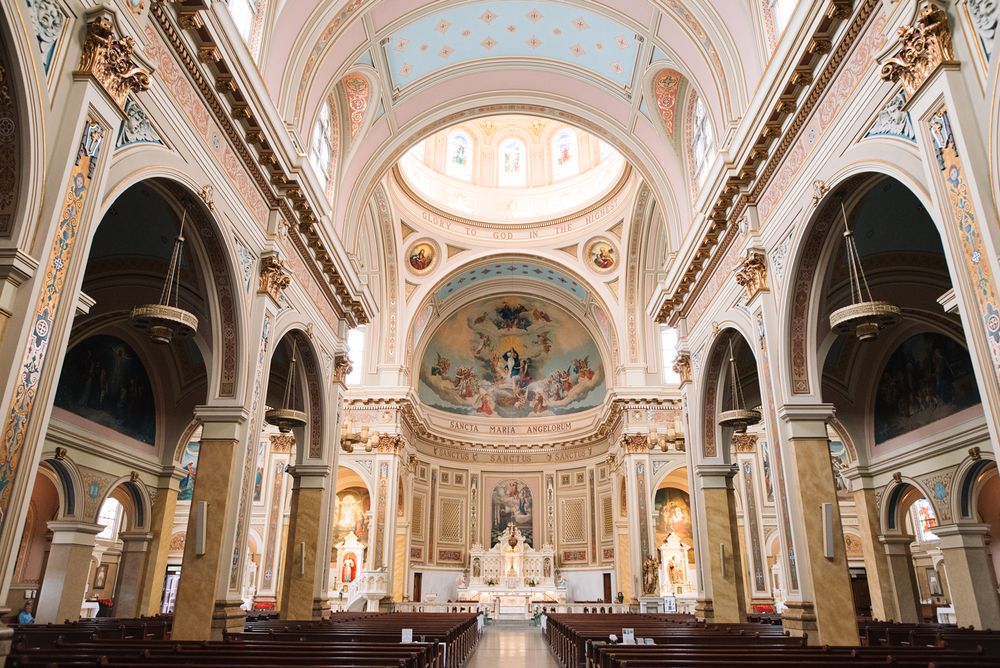 Catholic wedding ceremony at St. Mary's of the Angels church in Chicago, Illinois.