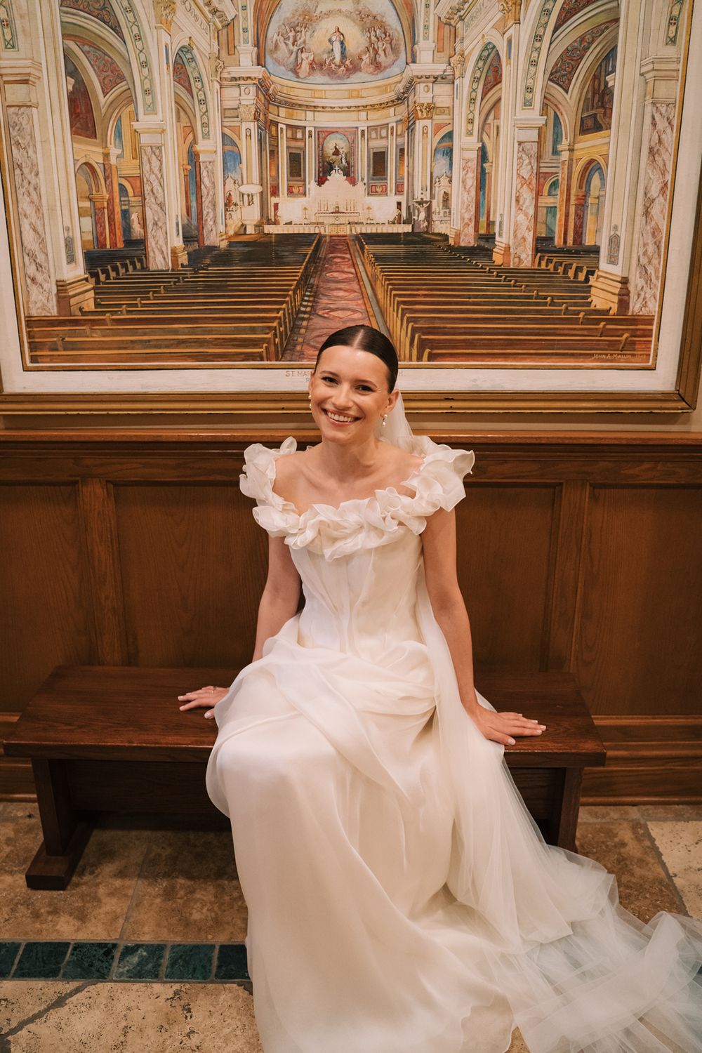 Catholic wedding ceremony at St. Mary's of the Angels church in Chicago, Illinois.