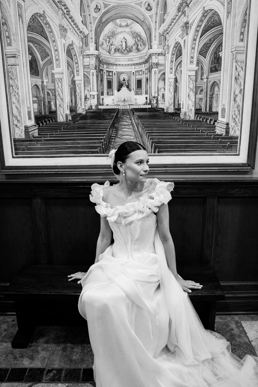 Catholic wedding ceremony at St. Mary's of the Angels church in Chicago, Illinois.