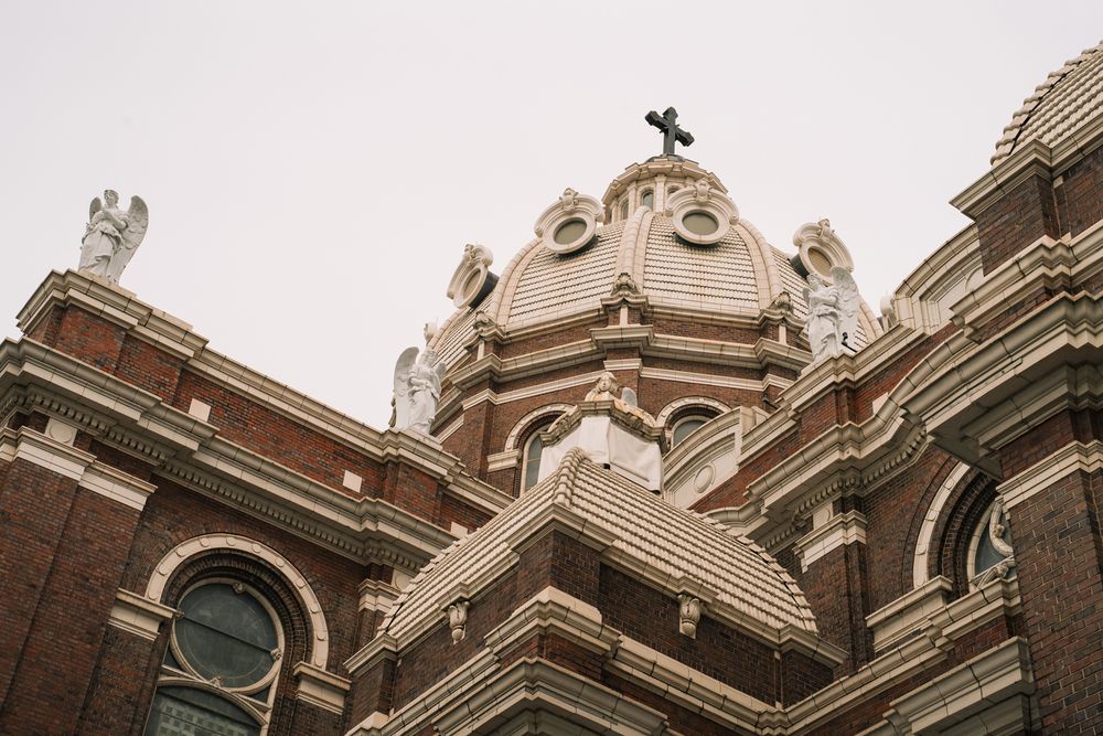 Catholic wedding ceremony at St. Mary's of the Angels church in Chicago, Illinois.