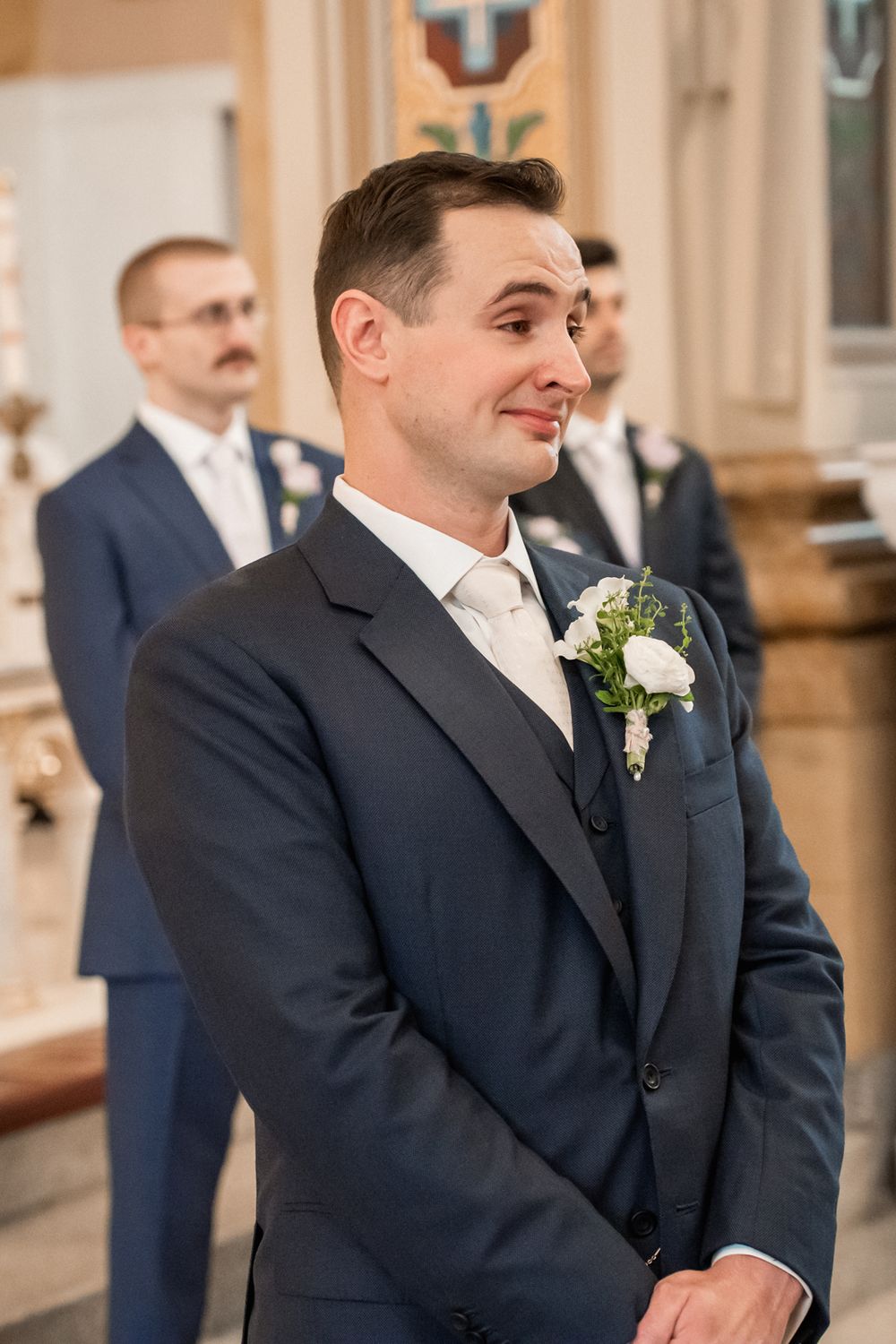 Catholic wedding ceremony at St. Mary's of the Angels church in Chicago, Illinois.
