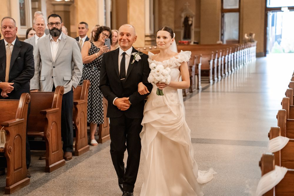 Catholic wedding ceremony at St. Mary's of the Angels church in Chicago, Illinois.
