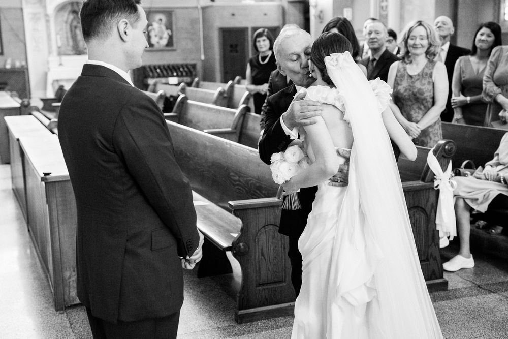 Catholic wedding ceremony at St. Mary's of the Angels church in Chicago, Illinois.