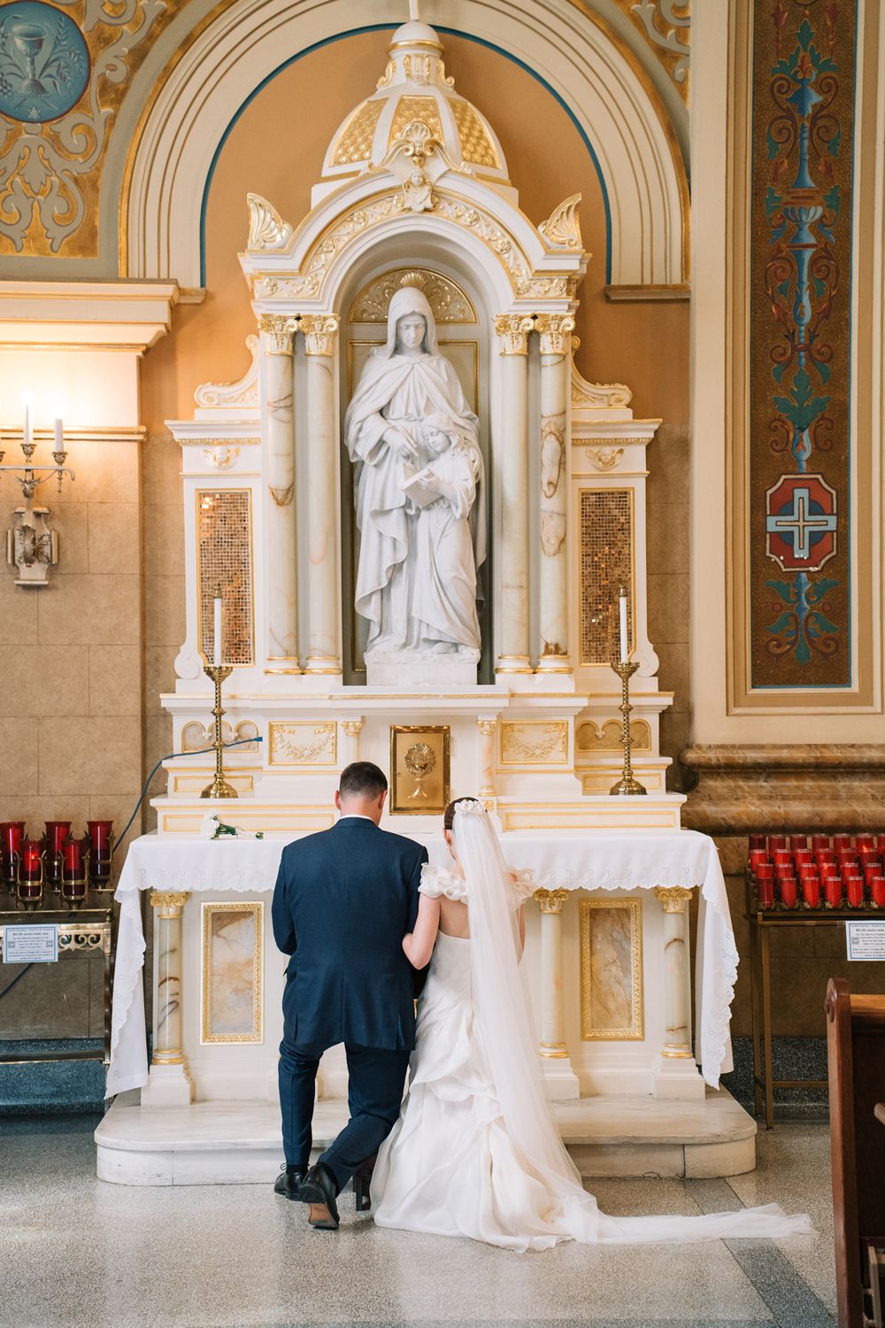 Catholic wedding ceremony at St. Mary's of the Angels church in Chicago, Illinois.