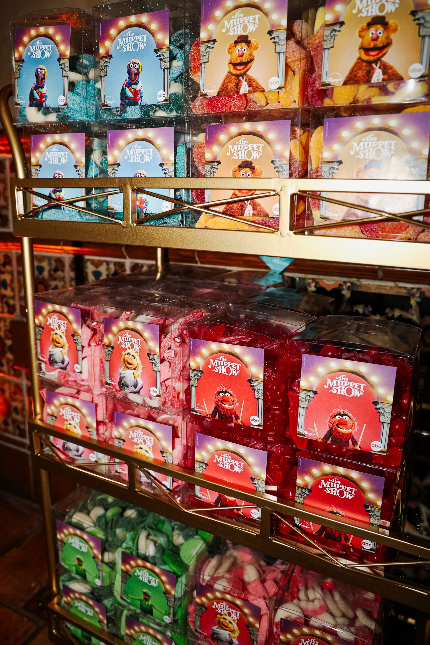 Candy boxes at The Muppet Show premiere at The Roosevelt in Los Angeles. Hosted by Seth Rogen.
