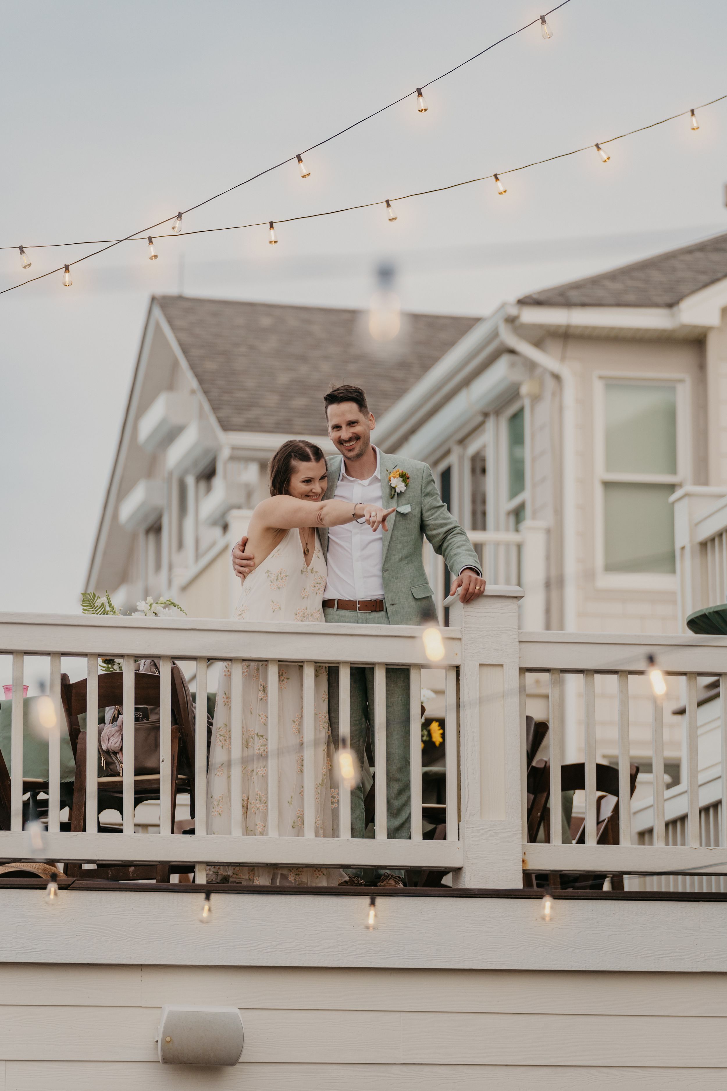 wedding couple posing on a beach in north carolina