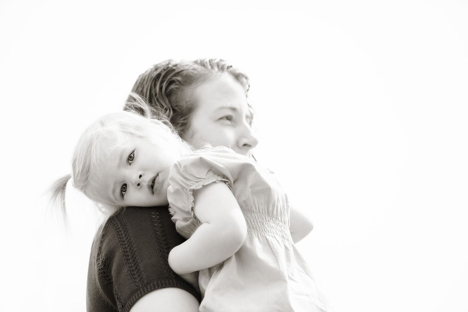 Black & white portrait of mom and daughter during family photo session at Kensington Metropark by Brighton, MI photographer