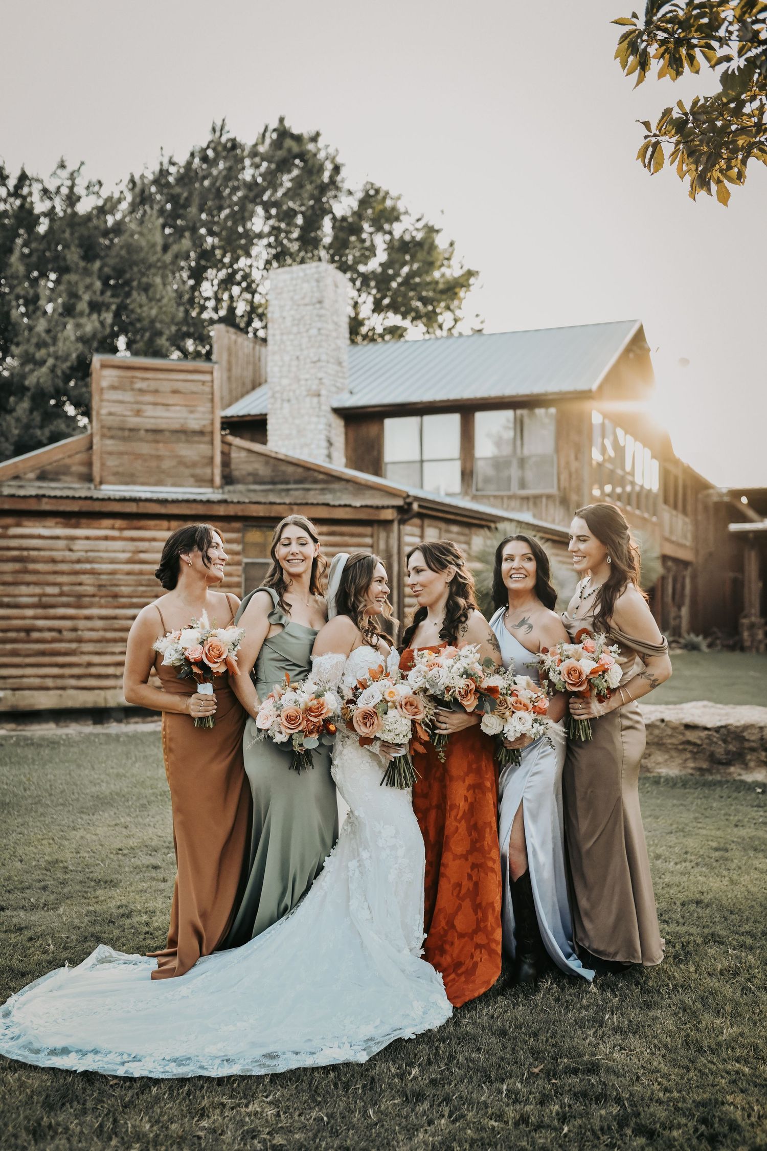 Bridesmaids photographed during golden hour at Lucky Spur Ranch