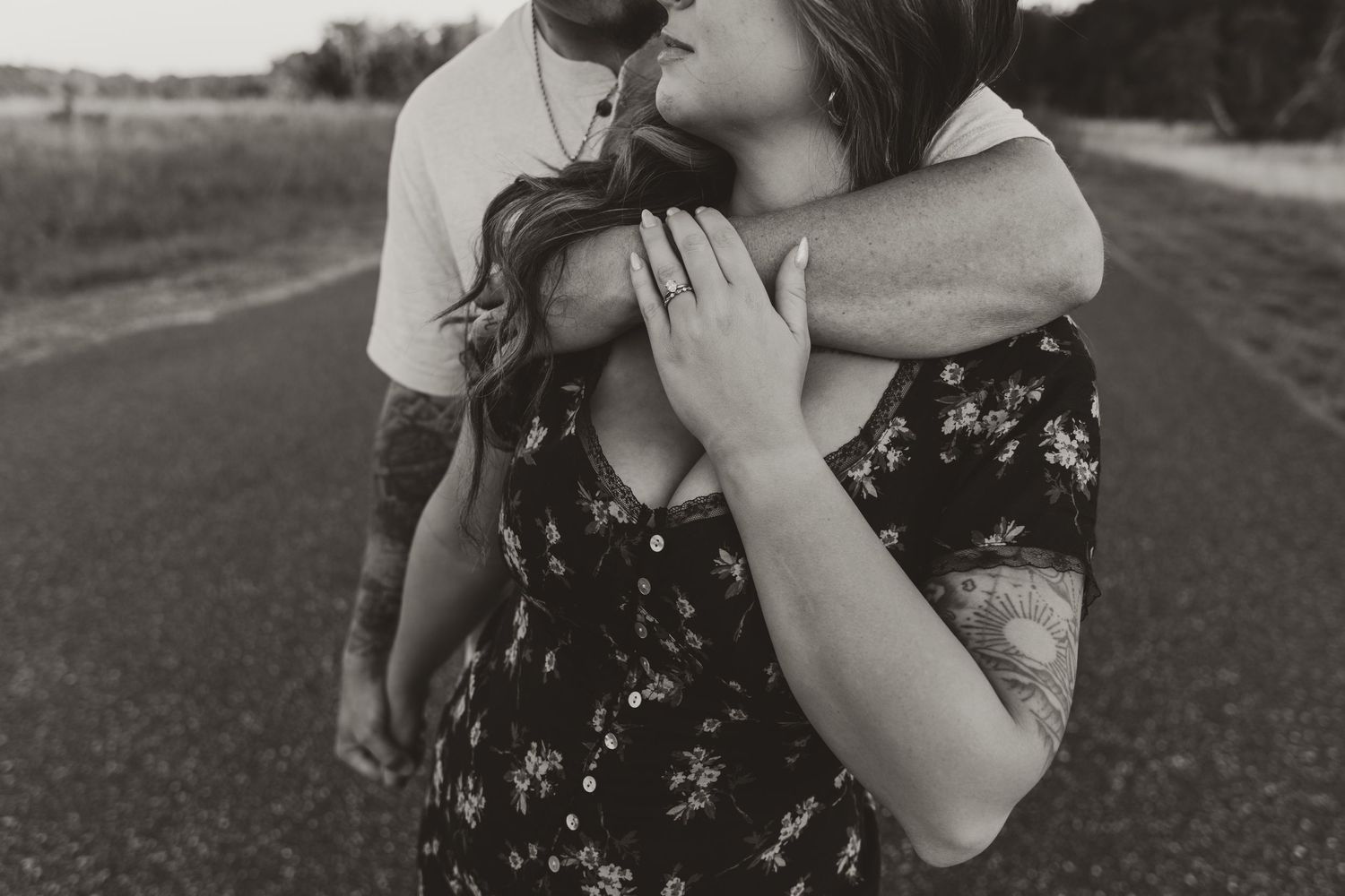 Black and white romantic couple portrait sequence showing intimate moments.
