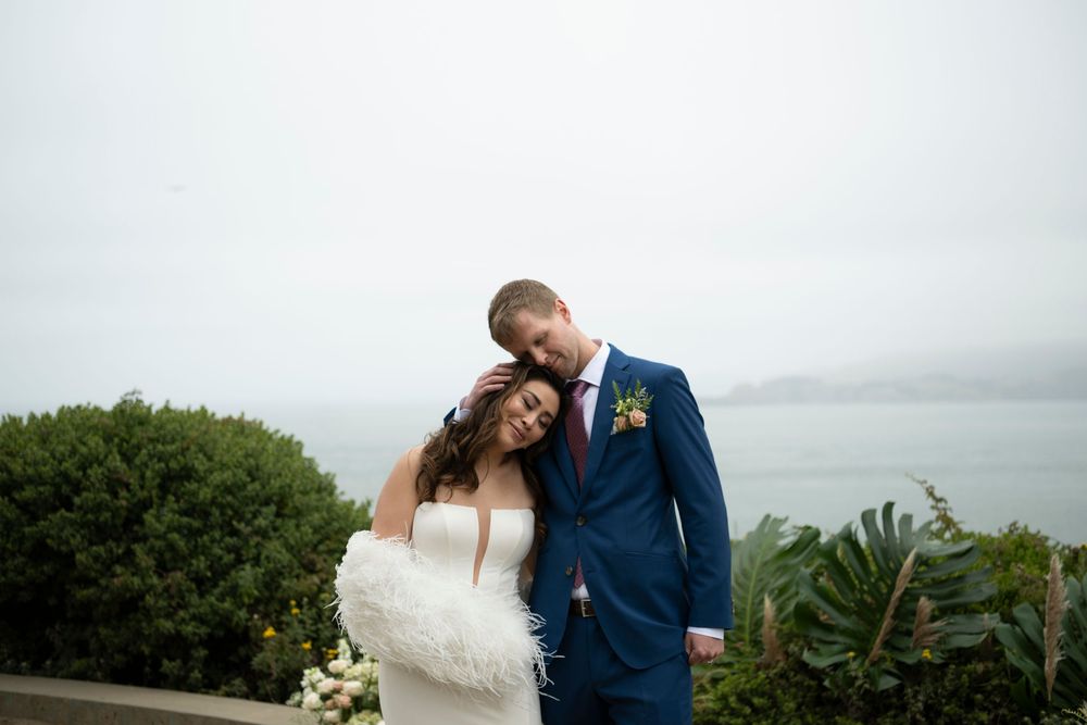 Romantic wedding portrait at Eagles Point in Lands End in San Francisco