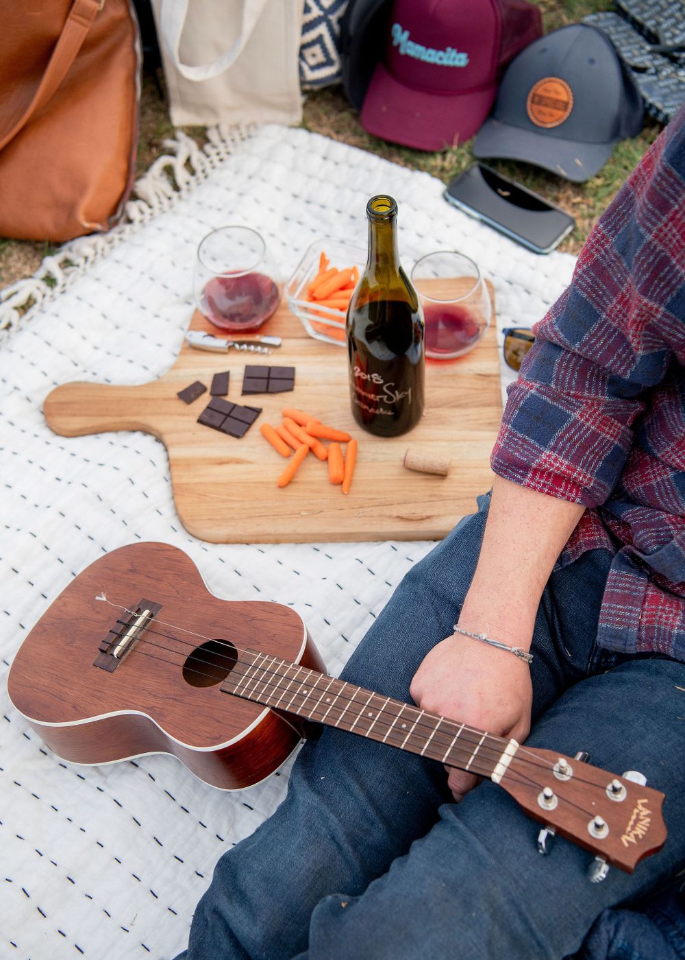lifestyle detail photo of a picnic scene in santa barbara ca