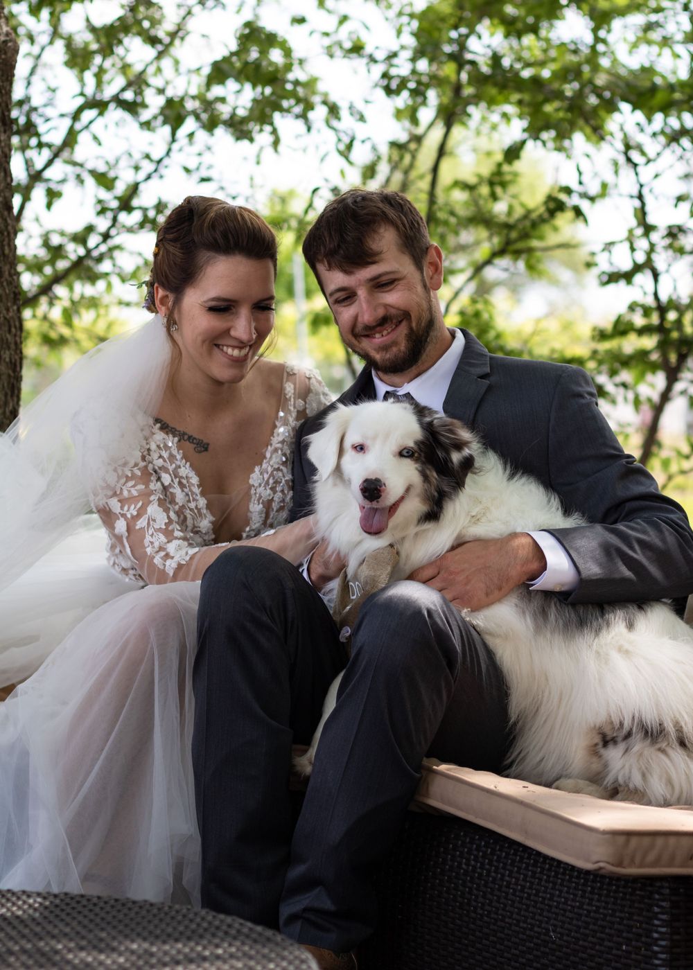 newlyweds and their dog
