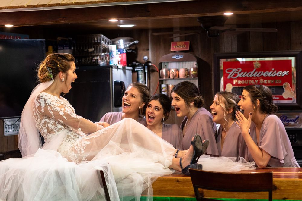 Bride and her bridesmaids