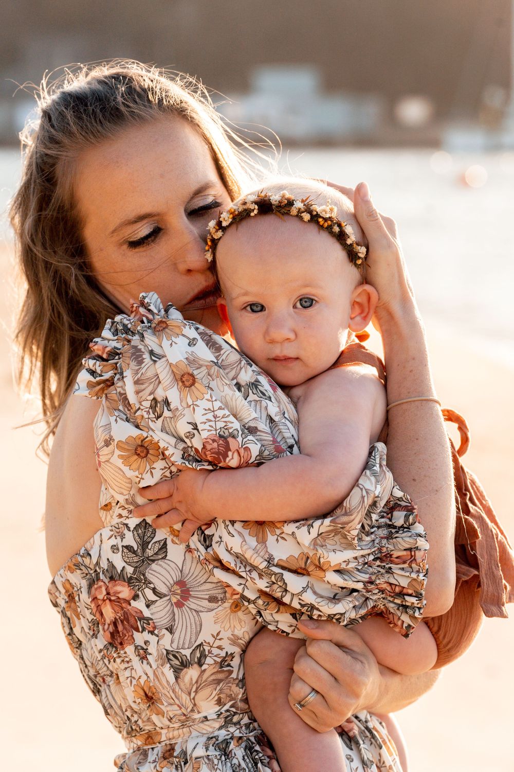 Mom and daughter during family photoshoot in northern beaches