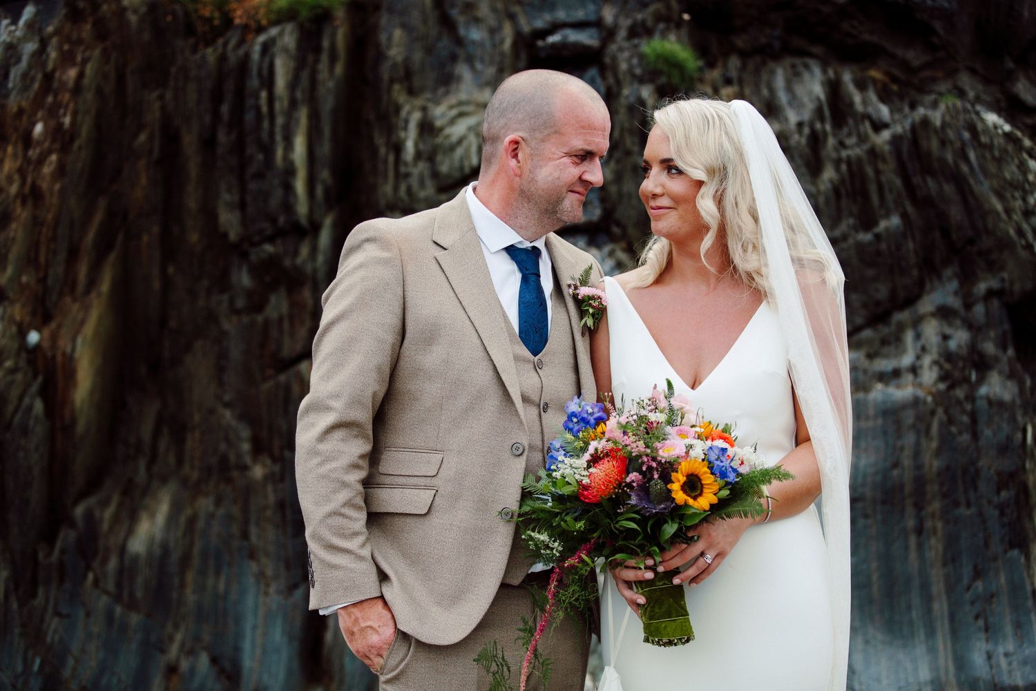 bride and groom on the beach in West Cork Wedding