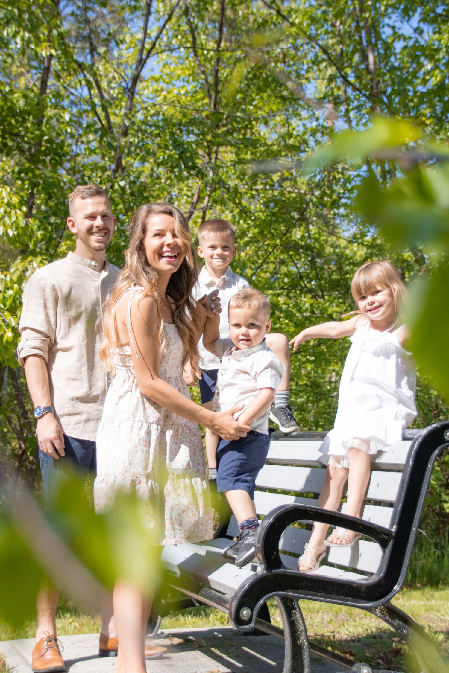 Adventure-loving couple exploring Kelowna’s hidden lakes and mountains on their family portraits day.