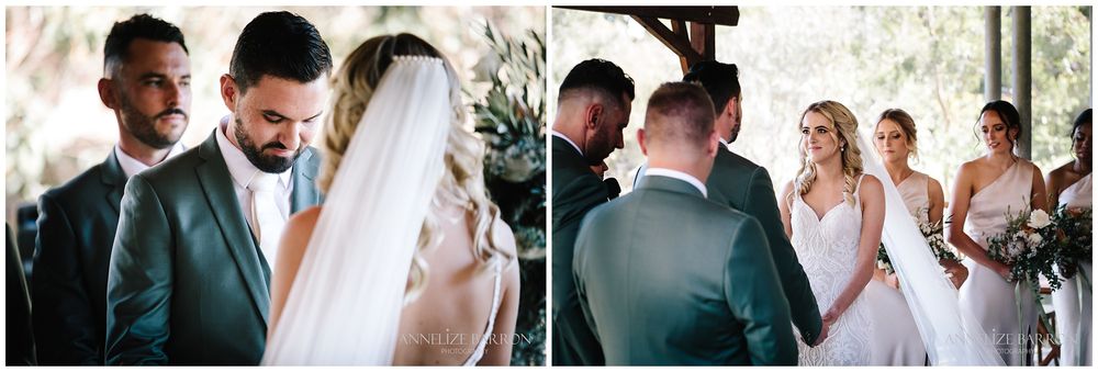 Bride and groom looking at each other during the ceremony in Kings Park