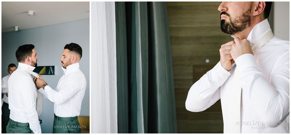 Groom and groomsmen getting ready