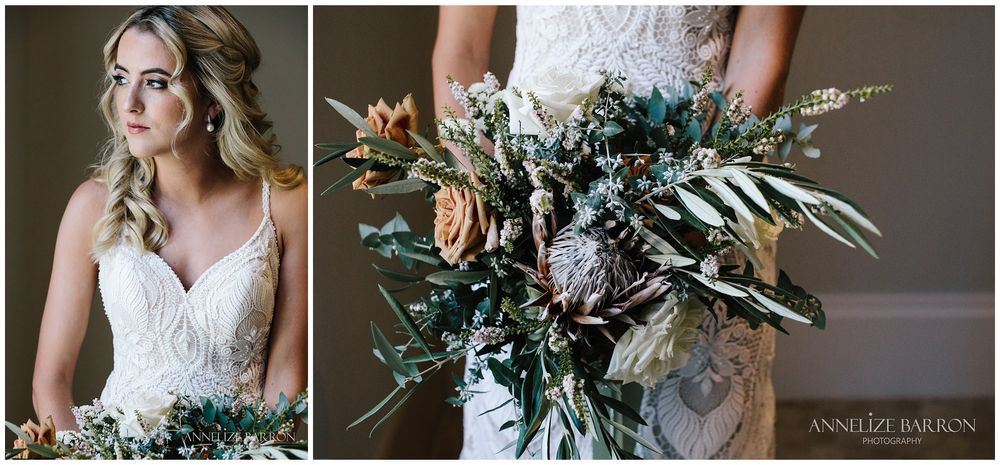 Closeup of the bride and her bouquet before her COMO the Treasury wedding