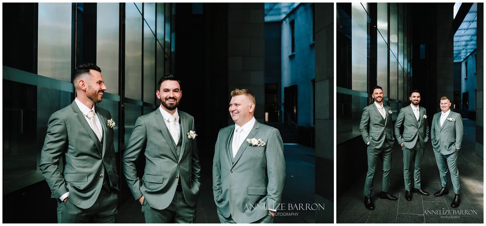 Groom and groomsmen portraits before their COMO the Treasury wedding