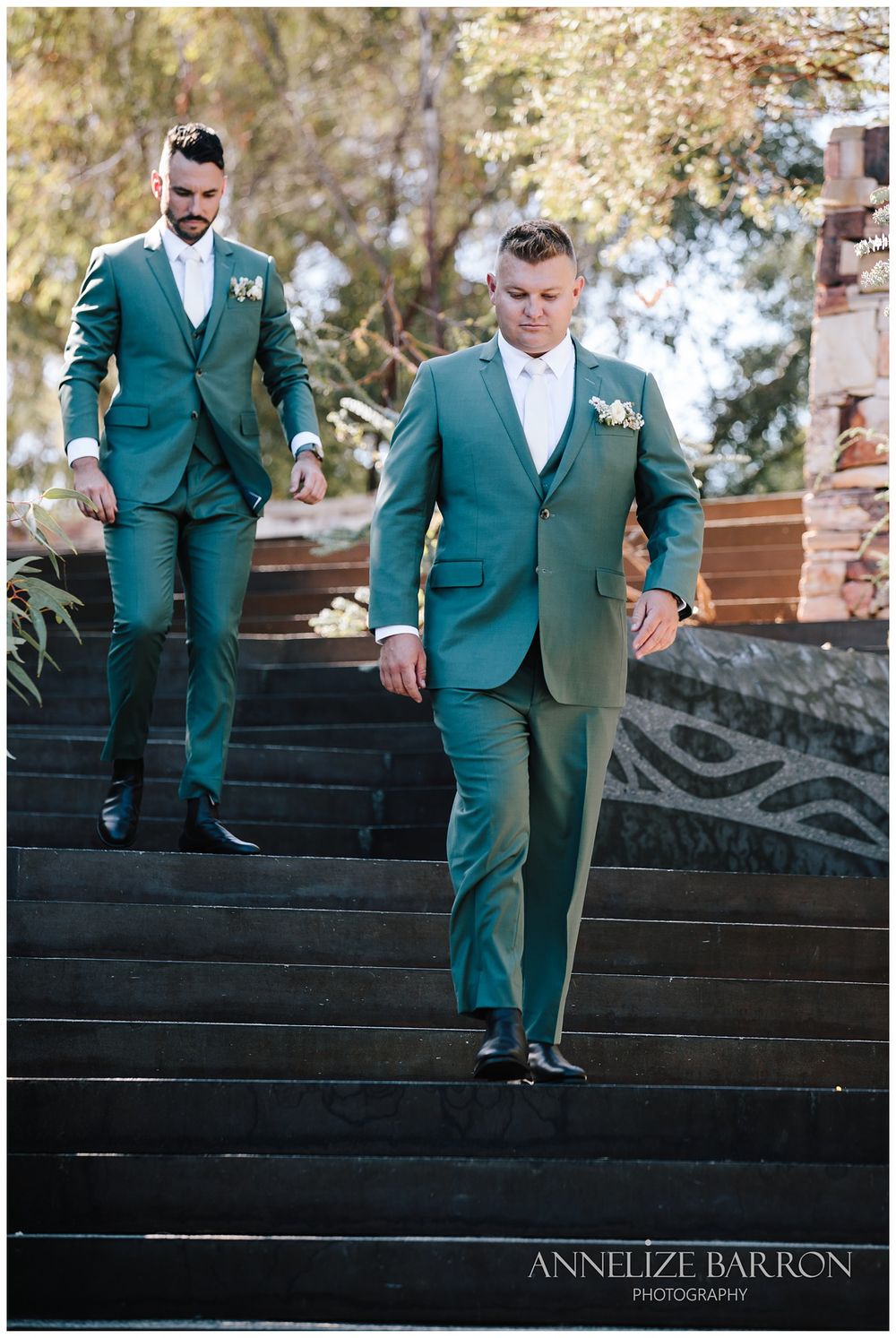 Groomsmen walking down the isle