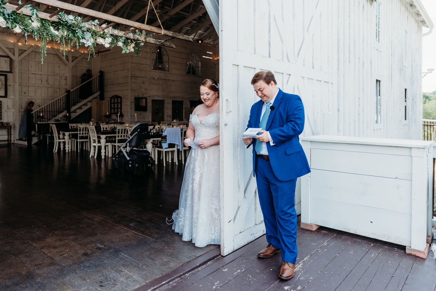 Bride and Groom sharing a private vow exchange at The White Barn at Lucas Farms in Oakland, MD