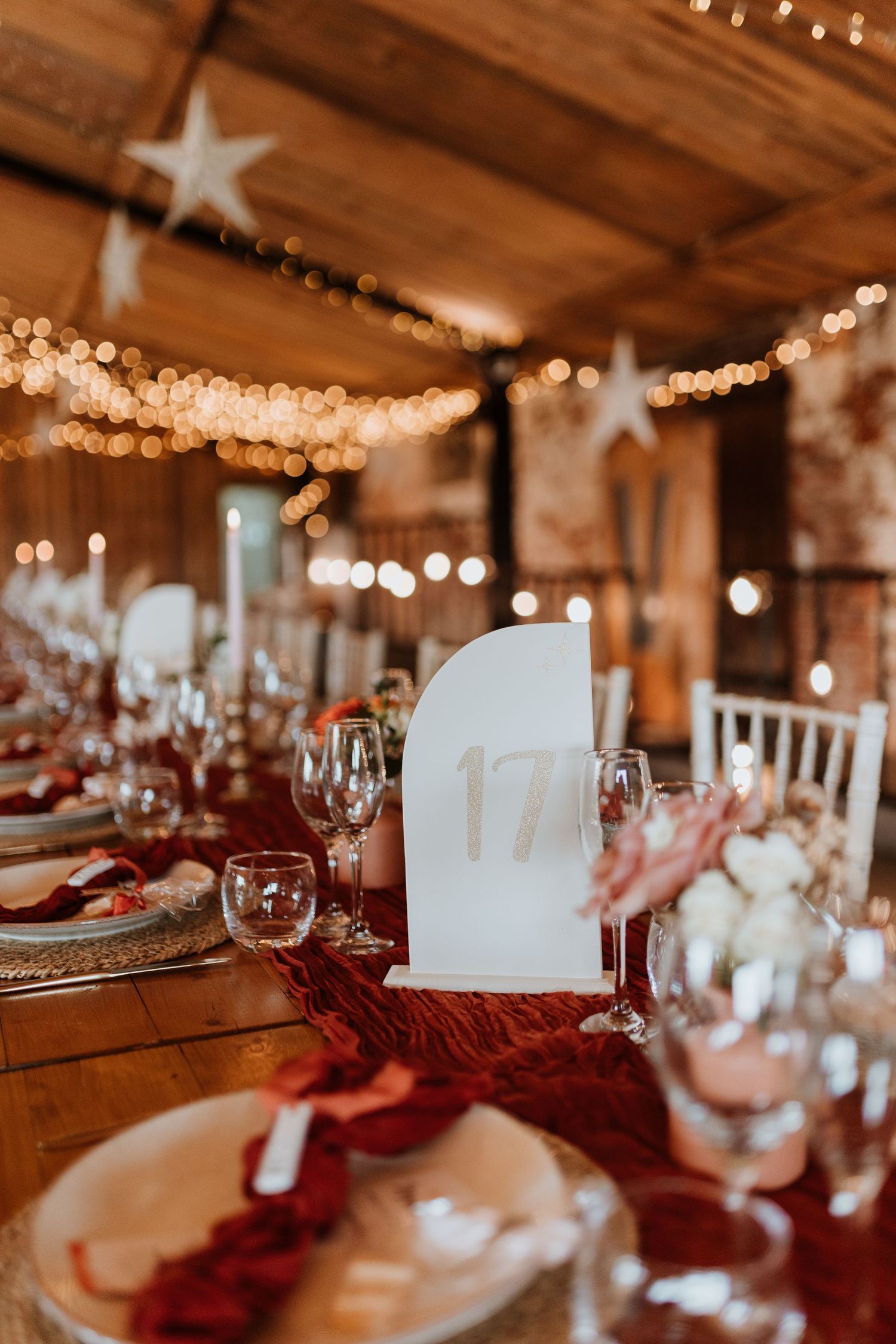 Stanford farm wedding breakfast set up