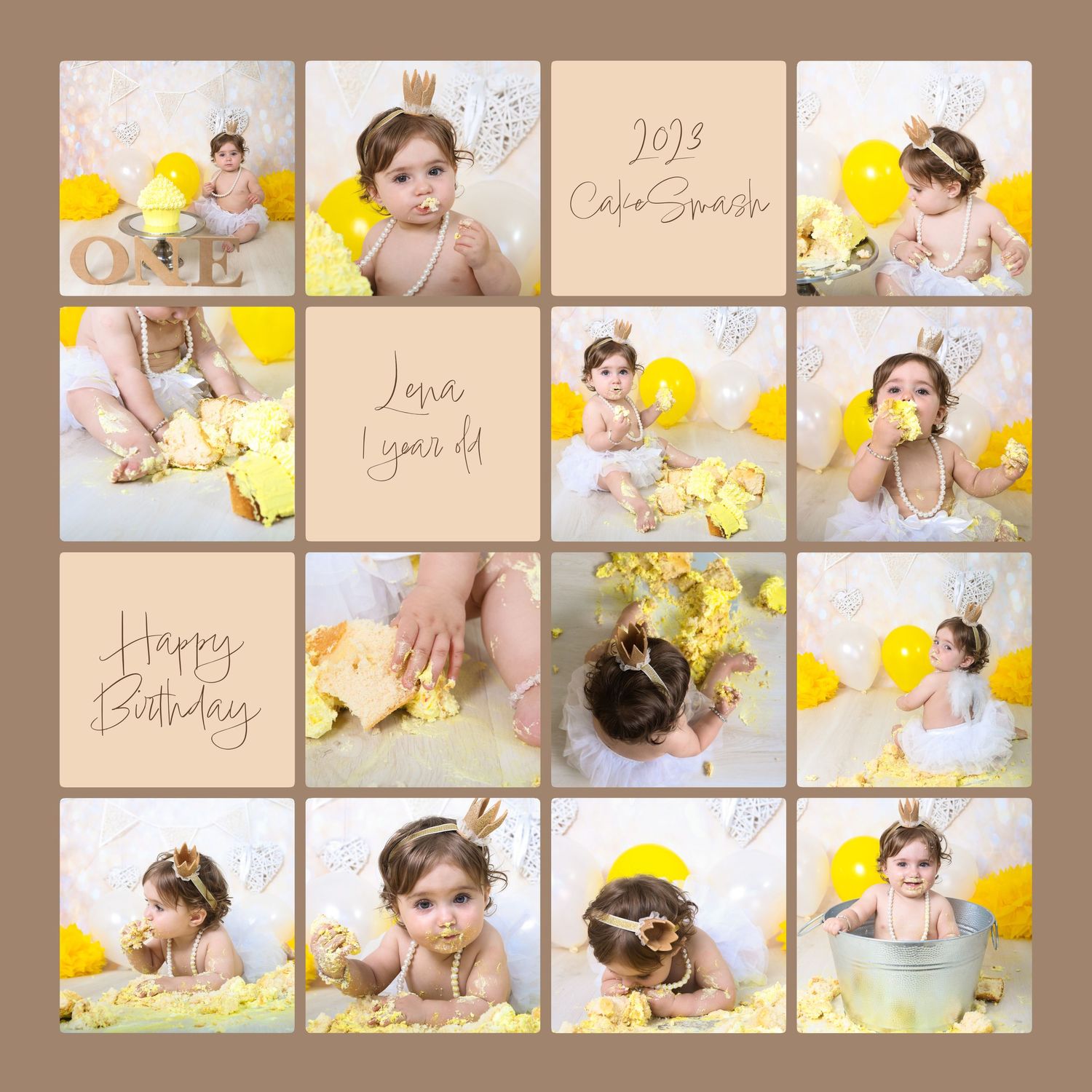 Cake smash 1st birthday photoshoot collage