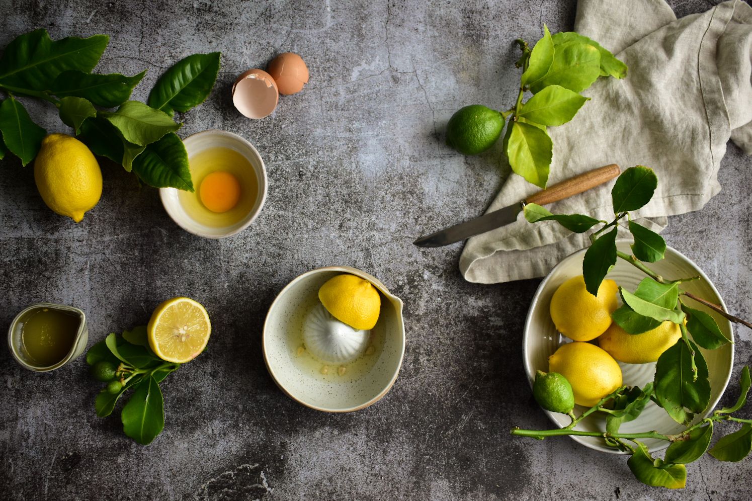 Lemon Process Shot, Cocoa & Chili, flatlay, juice, yellow, green, concrete
