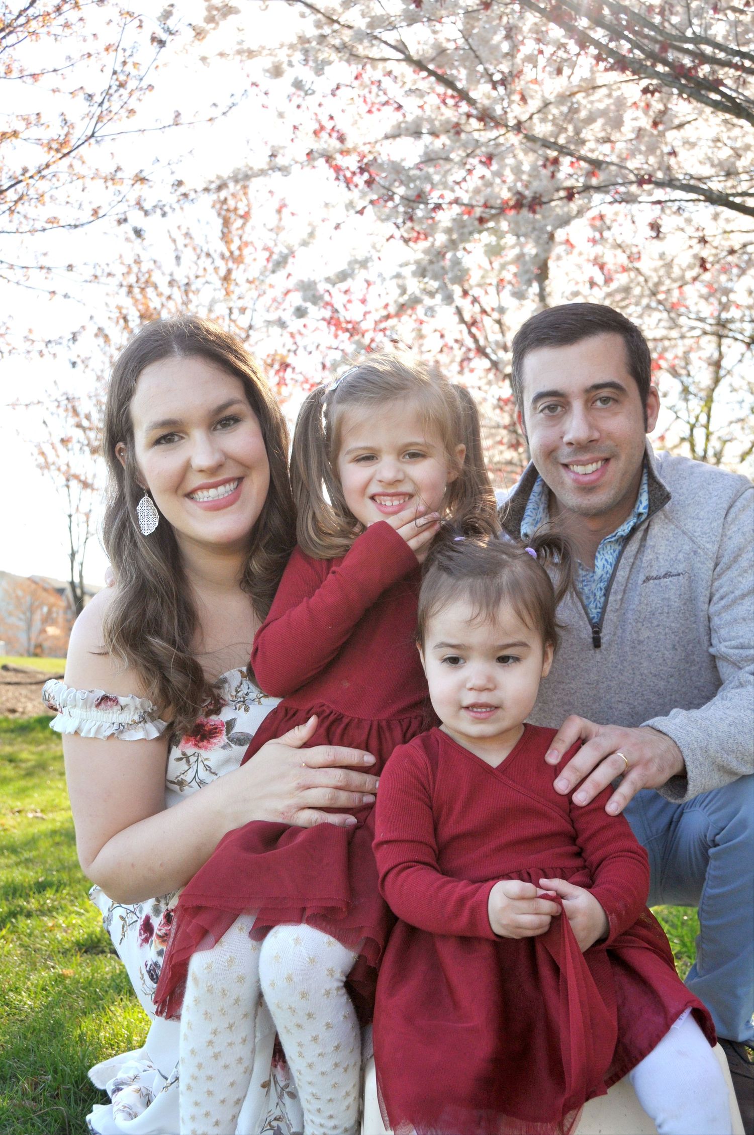 Family photo in springtime