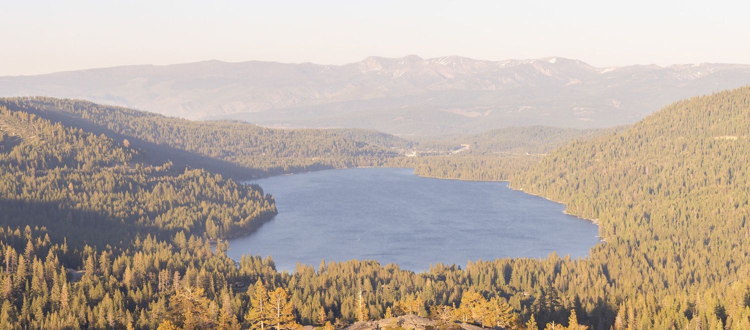 View of Donner Lake from Rainbow Bridge in Truckee California by Cindy Tucey Photography