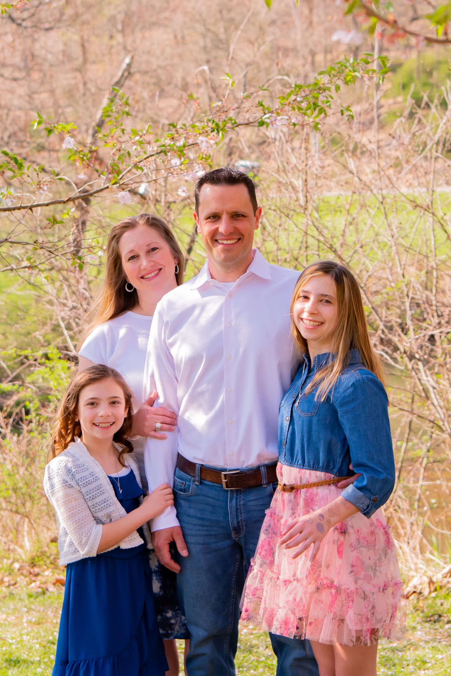 family of four spring photos north park