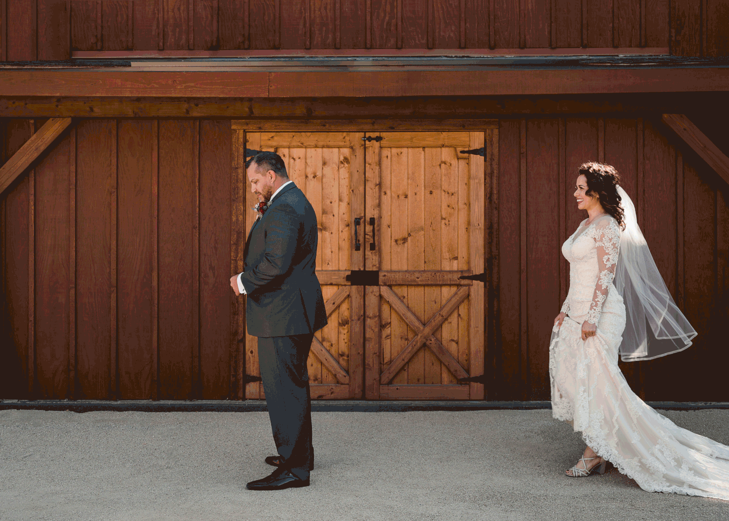 First look of bride and groom.