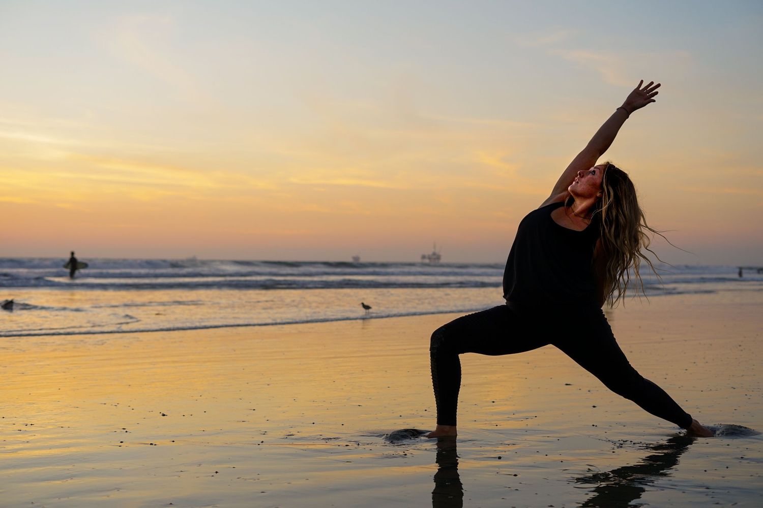 Yoga photoshoot on the beach in Orange County California by Shots OC Photography for personal branding