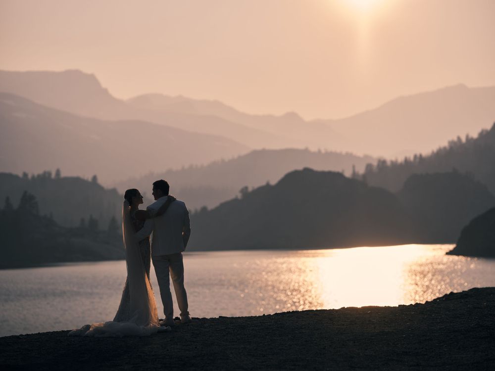 Yosemite Elopement with high county lake during wildfire
