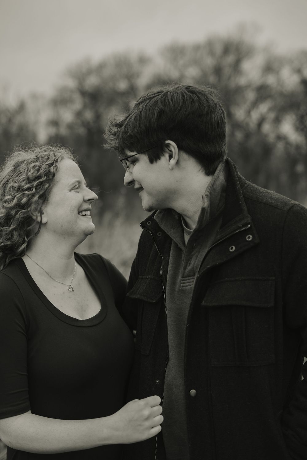 looking into each others eyes - couple photography in madison wisconsin