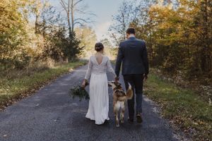 An elopement/ intimate ceremony in the woods in Vanderwater Conservation Area near Tweed, Ontario