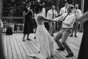 Intimate wedding in the woods at Whispering Springs in Grafton, Ontario