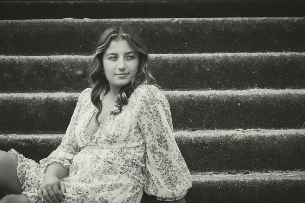 A stylish senior portrait capturing the essence of what it means to be young