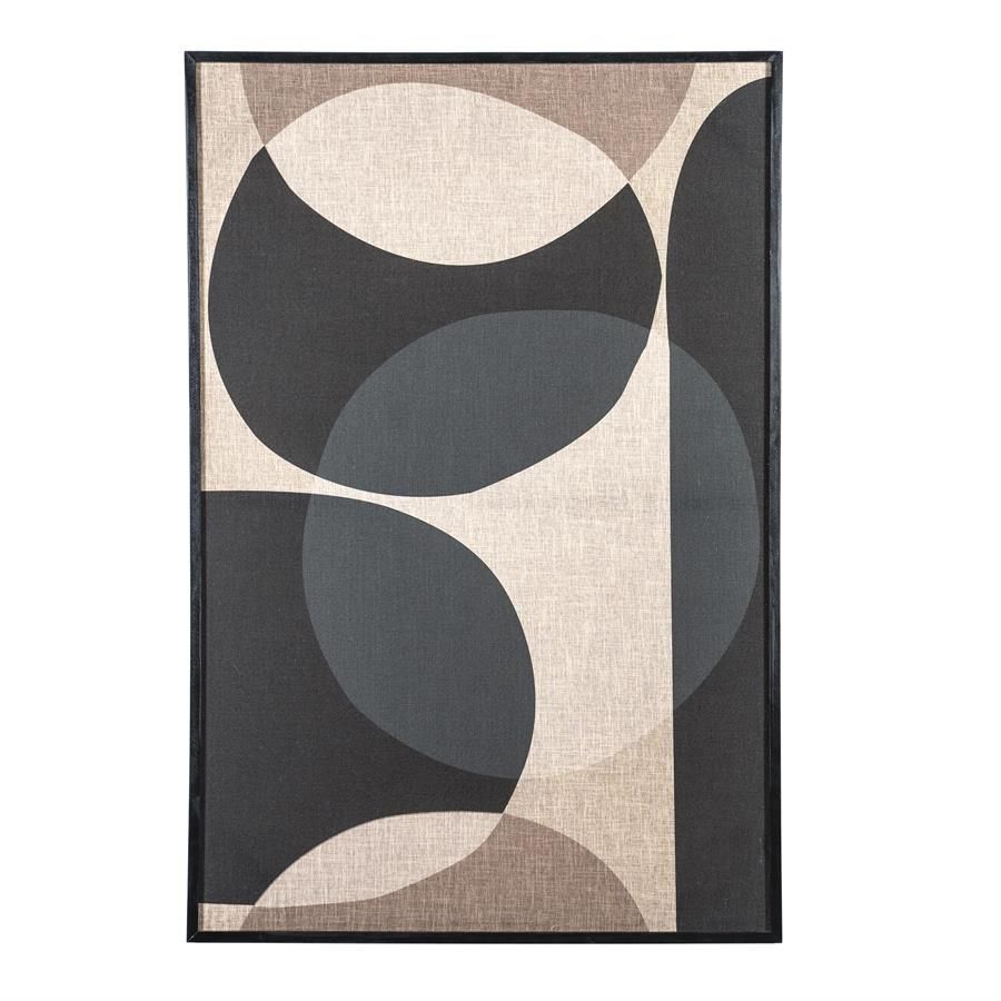 Decoratieve wanddoek met organische vormen in zwart en aardetinten