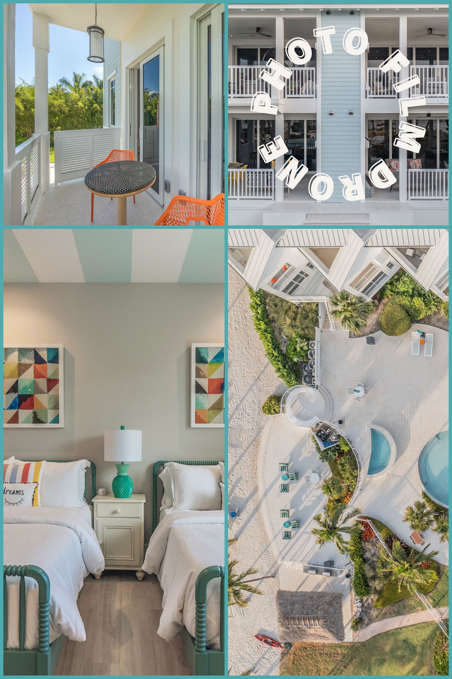 Coastal vacation rental interior featuring bright decor and ocean-inspired color scheme.
