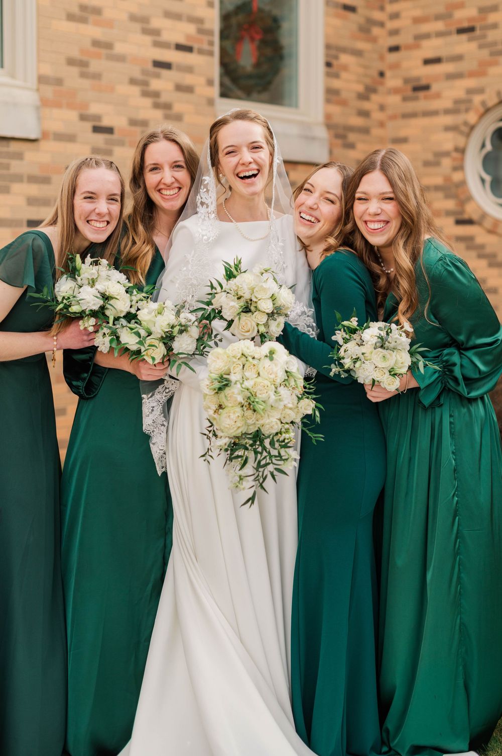 Bridal party portraits at St. Francis Xavier in Stillwater, Oklahoma.