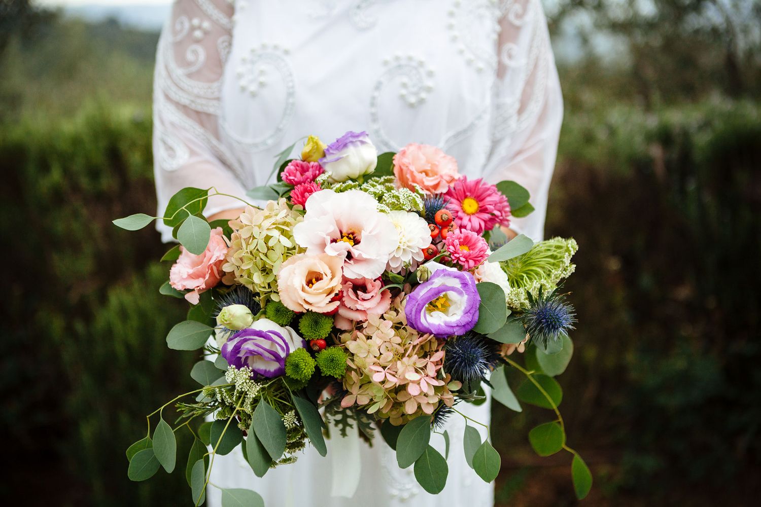 beautiful wedding flowers at a Tuscany destination wedding