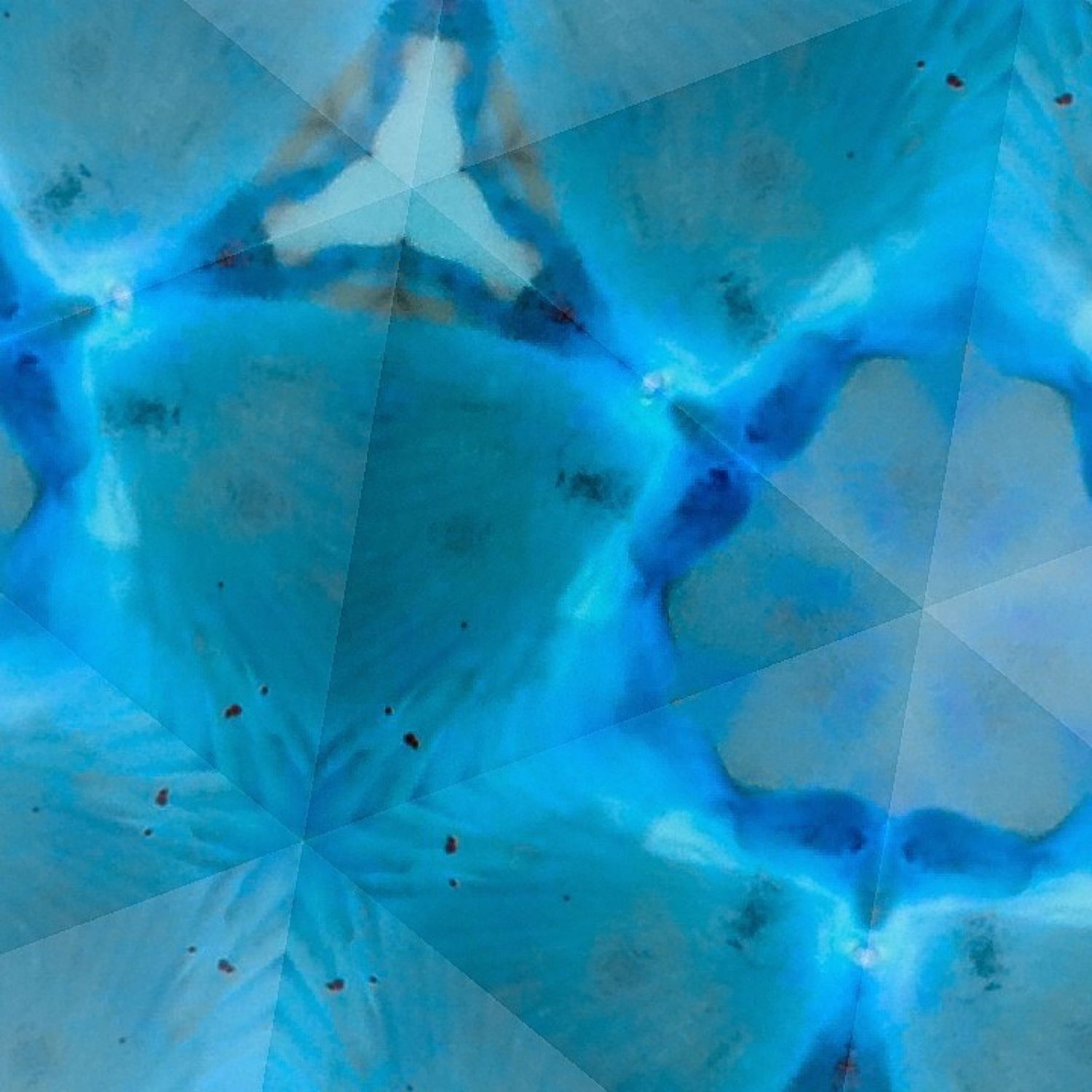 Blue crystalline patterns with geometric shapes forming an ethereal underwater-like composition.