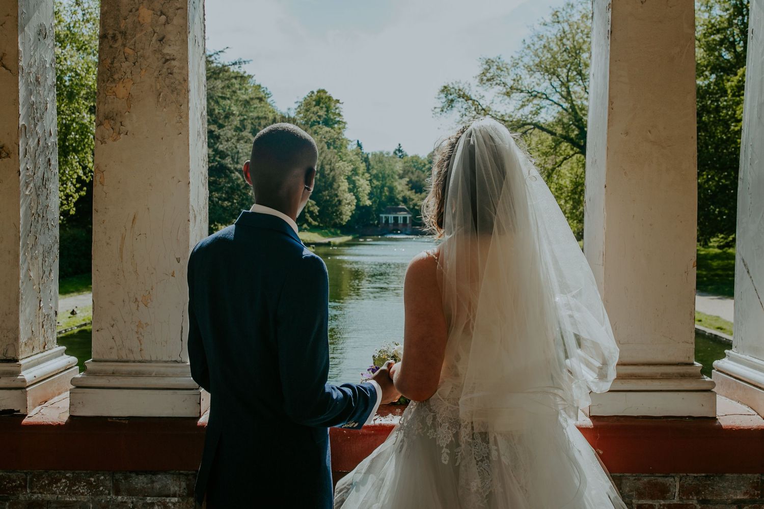 Bride and Groom from behind, Dover Wedding