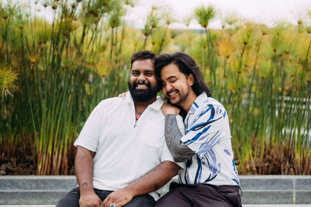 San Francisco garden engagement portraits by Bay Area wedding photographers.