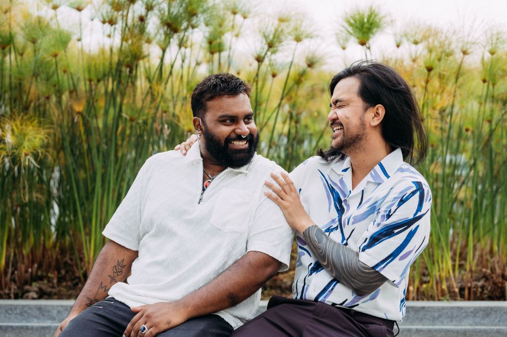 San Francisco garden engagement portraits by Bay Area wedding photographers.