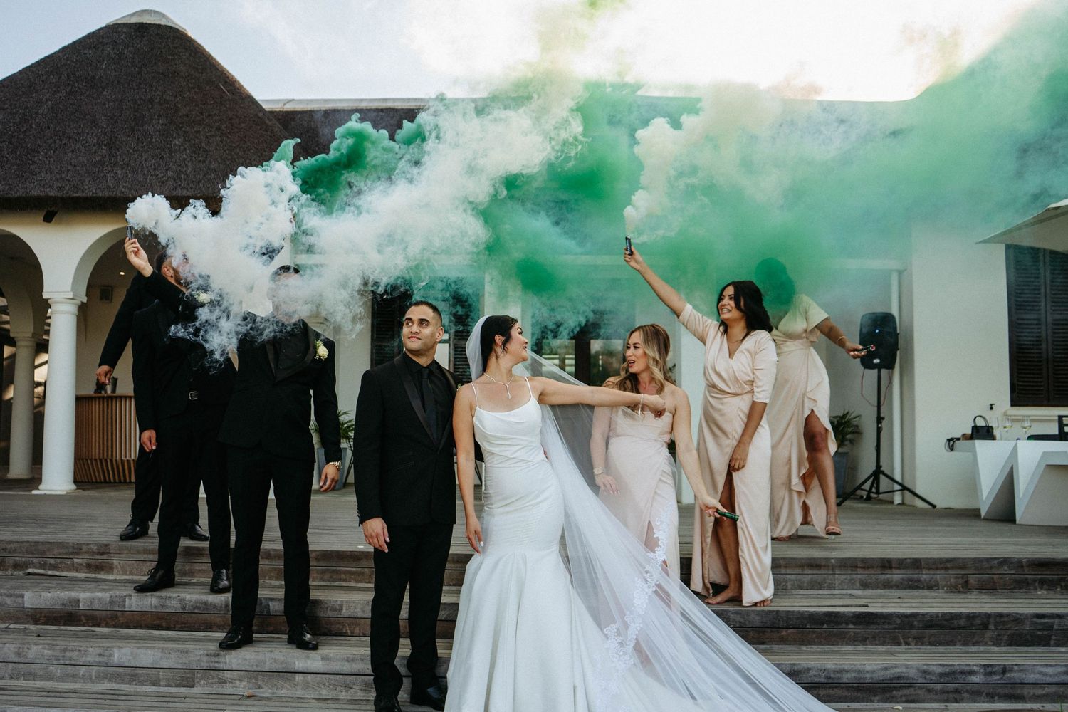Stellenbosch Wedding Photos with Smoke Bombs