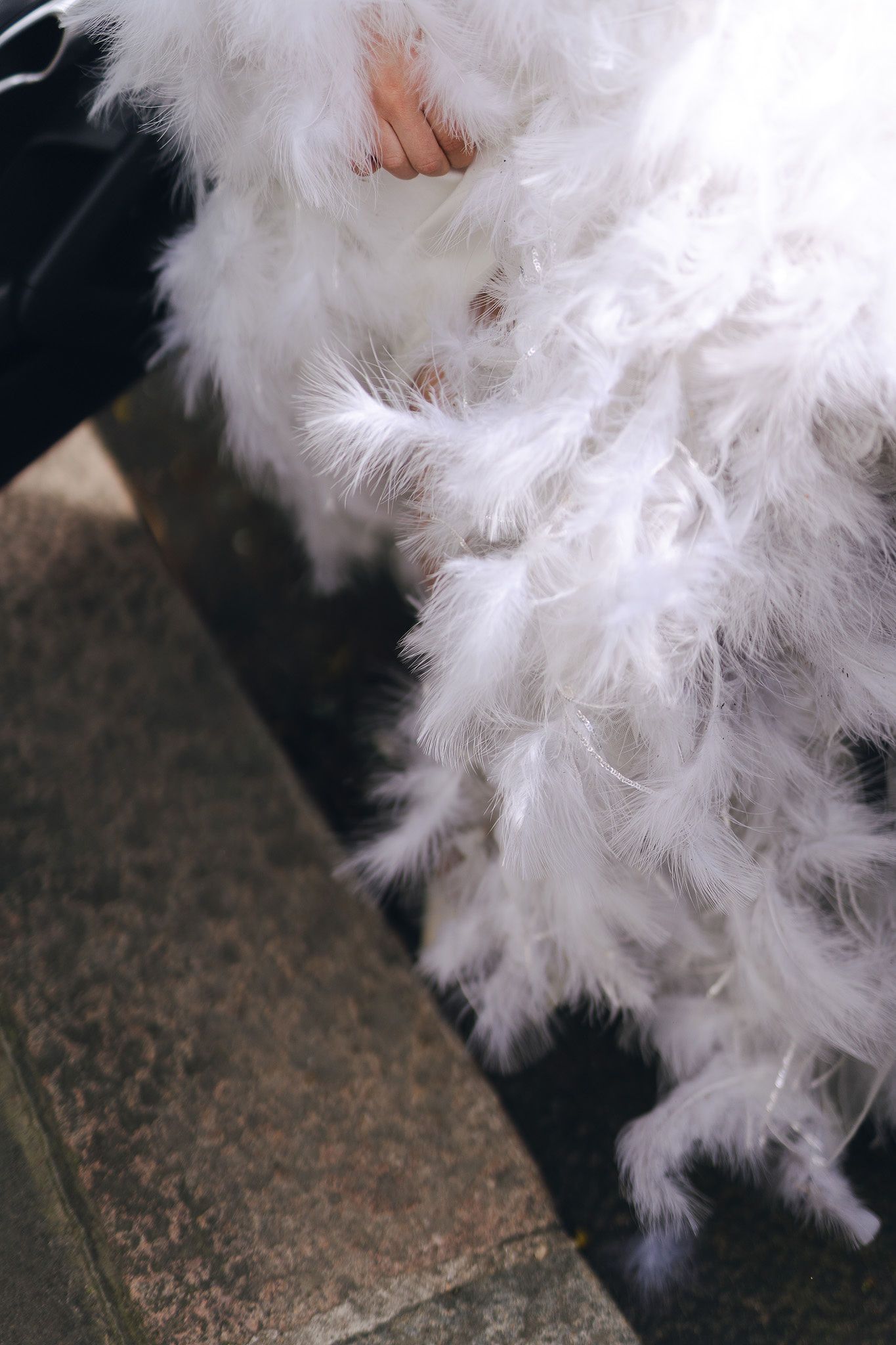 Brides dress details during London wedding