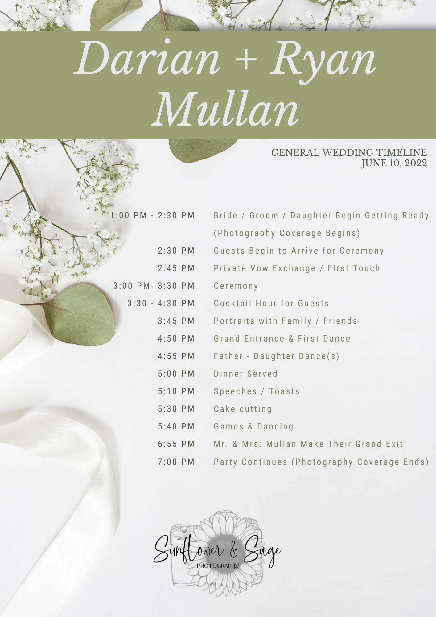 wedding timeline